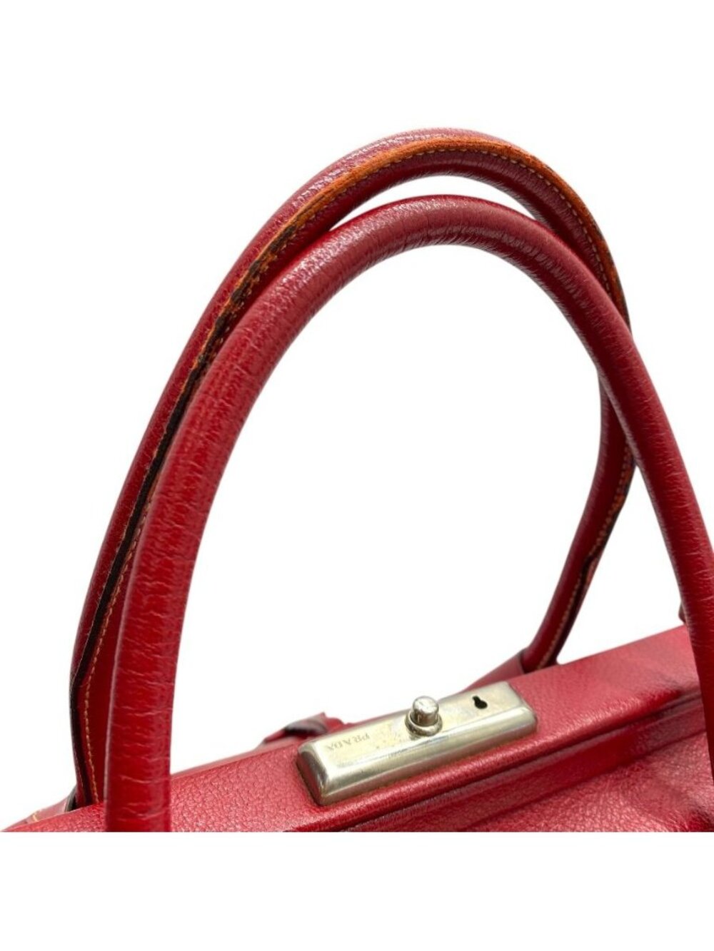 Prada Madras Cerniella Doctor's Leather Red Silver Lightweight Capacity - Picture 6 of 10